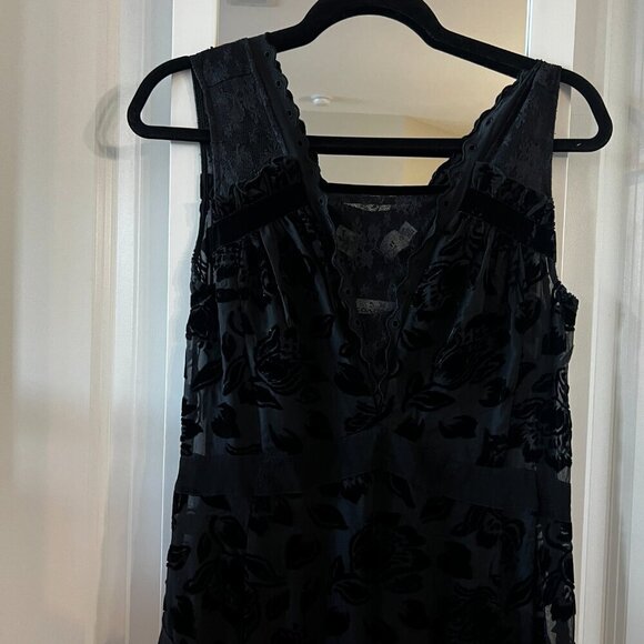 335 Coach Floral Devore Dress Size 4 Color Black - Picture 4 of 7